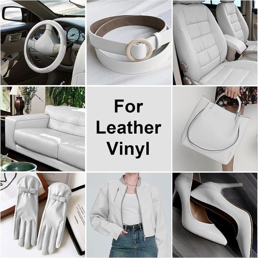 Leather Recoloring Balm, Leather Repair Kit for Furniture Vinyl Sofa, Purse, Shoes, Car Seats, Steering, Leather Couch Paint Leather Color Restorer on Faded & Scratch Quick Dry (75ML WHITE)