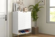 Shoe Storage Cabinet, Modern Shoe Cupboard with Open Shelf, Adjustable Shelf, 6 Vents, Shoe Rack for 12 Pairs of Shoes