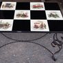 Table 1960s 70s Mid size coffee table hight sold Iron and tiles Top Heavy but Nice Image 2