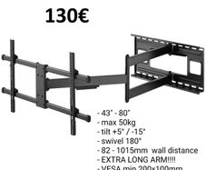 Tv Wall Mount Bracket Tilt Swivel Long Arm 37-80"