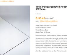 4mm perspex Sheet Clear UV - 2050mm x 1525mm