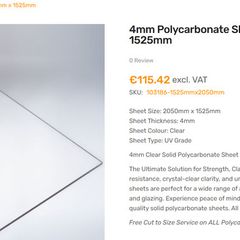 4mm perspex Sheet Clear UV - 2050mm x 1525mm