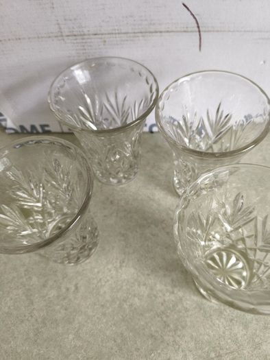 Set Of 4 Small Cut Glass Vases