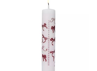 New White Advent candle with red bows
