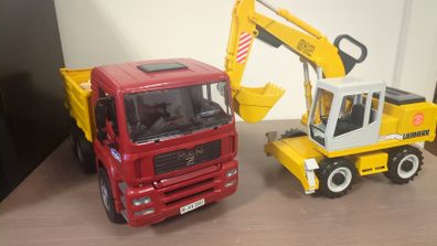 Bruder MAN TGA Construction Truck with Liebherr Excavator set in a 1:16 scale