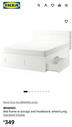 IKEA Brimnes Double Bed Frame with Headboard and Storage
