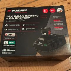Parkside Performance 2.5AH 12V Next Gen Rechargeable Lithium Ion Battery. Indoor Outdoor Maintenance DIY Projects Garage Garden Mechanic 12V 20V 40V Xteam Cordless Brushless Power Tools Lidl.