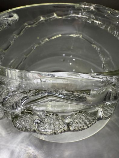 Vintage Textured Ice Bark Art Glass Bowl