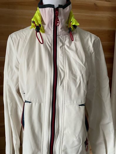 womens jacket water repellent windproof breathable Frandsen taped shoulders off white size 10/12