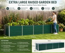 Extra Large Raised Garden Bed 320cm Galvanised Steel Planter