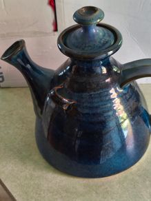 Louis Mulcahy Studio Pottery Dingle Ireland Tealicious Large Blue Glaze Tea Pot