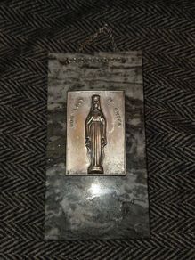 Our Lady of Knock Marble and Silver Wall Hanging