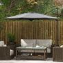 3 m Cantilever Umbrella, Tiltable, Rotating, Hand Crank, Wind Vent, Metal Pole, Dark Gray Image 3