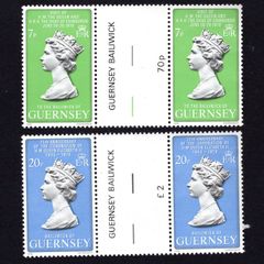 1978 Guernsey Royal Visits of Her Majesty The Queen visiting Guernsey from 28-29 June 1978 & 25th Anniversary of Coronation & Commemorative Stamps Gutter Pairs Mint Never Hinged (MNH)