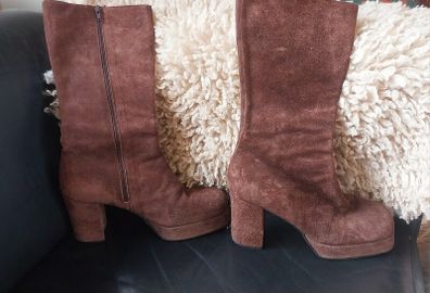 Suede Chocolate brown platform boots Eur39 UK6