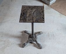 Vintage French cast iron pedestal base cafe table