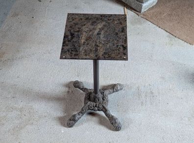 Vintage French cast iron pedestal base cafe table