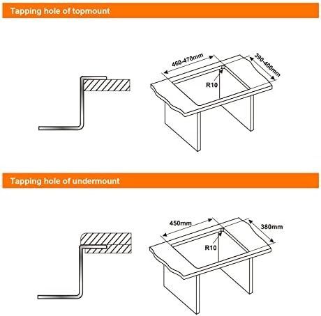 Stainless Steel Kitchen Sink, 50 x 43cm, Undermount Kitchen Sink Drop in, Topmount Single Bowl Outdoor Campervan Sink with Drainer Fittings