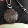 Vintage Sterling Silver 925 Pendant Hammered Round Pendant and Necklace Image 5