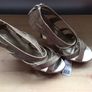 Ladies New Gold glitter high sandals size 6  party Image 2
