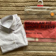 M&S Back To School White Regular Fit Short Sleeve Blouse