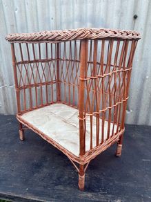 Vintage cane kitsch dry bar, sidetable, bedside table c1960