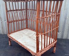 Vintage cane kitsch dry bar, sidetable, bedside table c1960