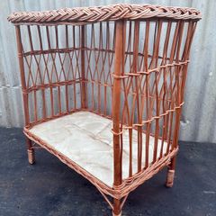 Vintage cane kitsch dry bar, sidetable, bedside table c1960