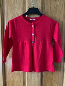 Girl's Brand new Red Cardigan with 3 Heart Buttons | 5-6 years Brand New
