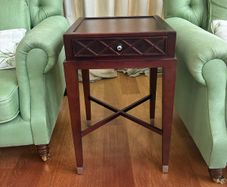 Elegant Dark Wood Side Table With Drawer
