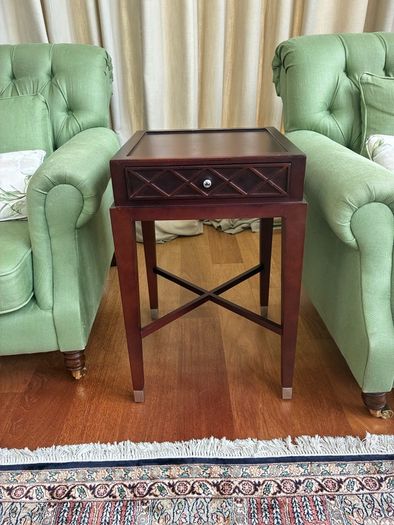 Elegant Dark Wood Side Table With Drawer