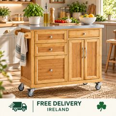 Kitchen Island  large stainless steel worktop, Kitchen Island Cabinet:
