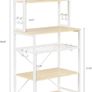 Kitchen Bakers Rack, Microwave Oven Stand with Storage Shelves, Industrial Coffee Bar Station, with Adjustable Wine Holders and 12 S Hooks, Metal Frame, Natural  White, 58 / 39 / 144CM Image 3