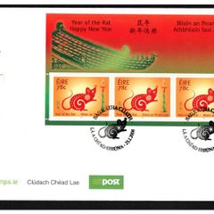 2008 Ireland Chinese New Year Year of the Rat Commemorative Stamps Miniature Sheet An Post First Day Cover (FDC)