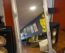 Large Ornate Silver Leaner Mirror