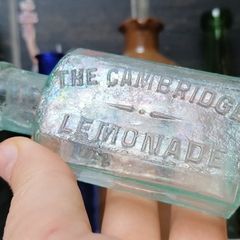 15 - Beautiful Antique Sea Glass Bottle Embossed The Cambridge Lemonade Chivers and Sons Ltd Histon