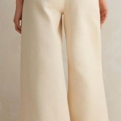 ME+EM Cotton Herringbone Wide-Leg Pant