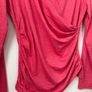 Red Ruched Wrap Front Top Long Sleeves Size S! Image 2