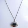 Victorian Sterling Silver 925 Triple Spinning Fob Pendant with  Chain (Onyx Agate Carnelian Spinning Fob) length 19" - 5g Image 6