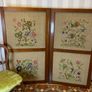 Edwardian mahogany-framed room divider screen with embroidered panels. Image 2