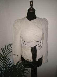 Zara  linen jacket with wide belt size L 10 -12