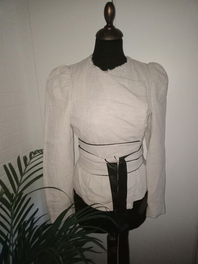 Zara  linen jacket with wide belt size L 10 -12