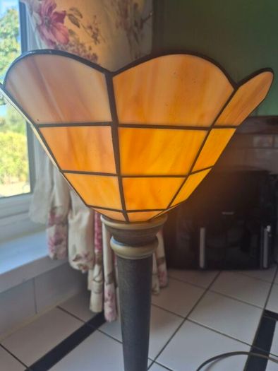 Table lamp Torchiere faux stained glass  uplighter Tablelamp