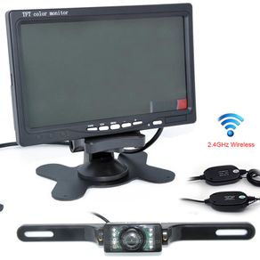 7" TFT LCD Car Rear View Backup Monitor+Wireless Parking Night Vision Camera Kit