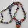 Vintage Venetian Style Mix Glass Beads & Old Face Pendant Necklace Image 4