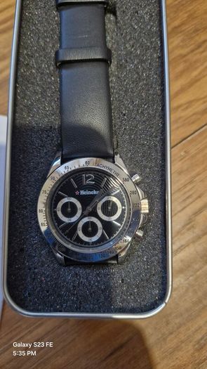 Heineken chronograph watch with leather strap