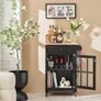 kitchen trolley cabinet black display cabinet glass door Image 7