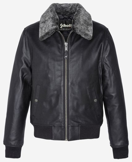 New Schott NYC LC930D Pilot Cowhide Leather Men's Jacket, Removable Collar