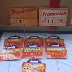 9 X Vintage French Fully Adjustable Price Display Signs
