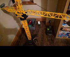 JCB construction crane and Bosch toy workbench